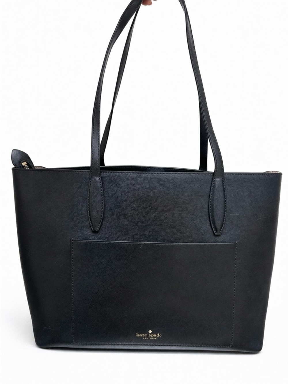 kate spade Black Leather Tote with Front Pocket